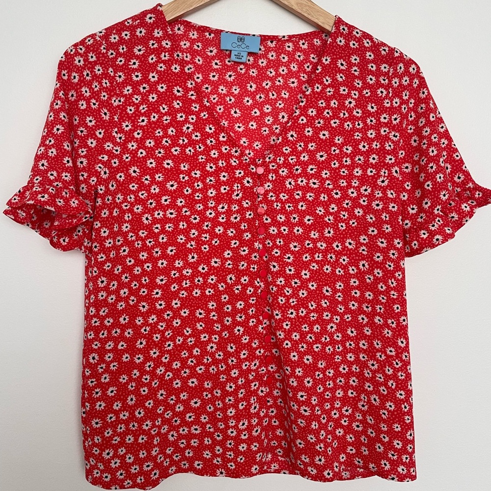 Red summer CeCe top.